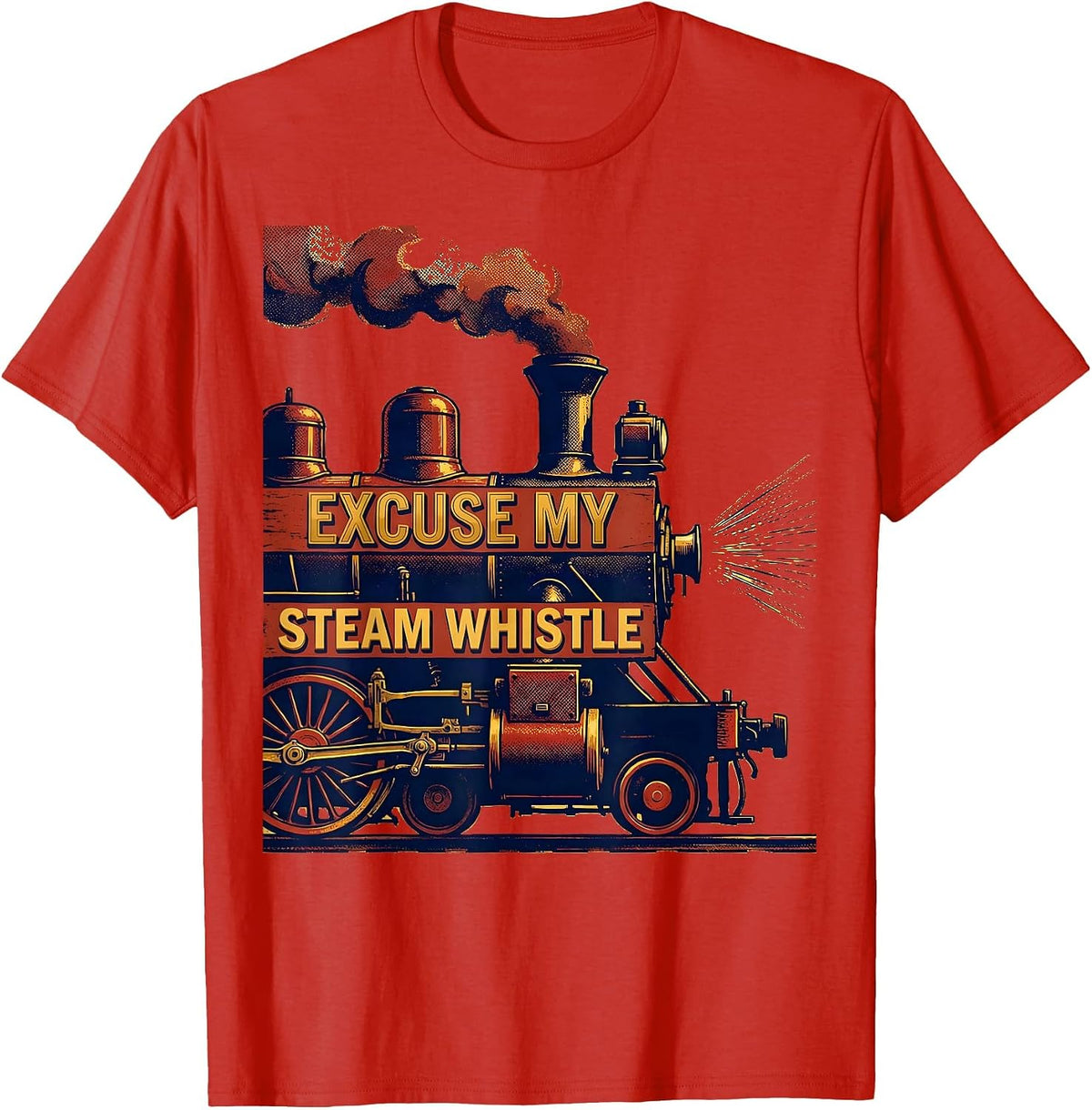 Men's Excuse My Steam Whistle Funny Train Enthusiast Kids Rail T-Shirt - Red