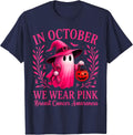 Breast Cancer Women Halloween in October We Wear Pink T-Shirt - Navy Blue