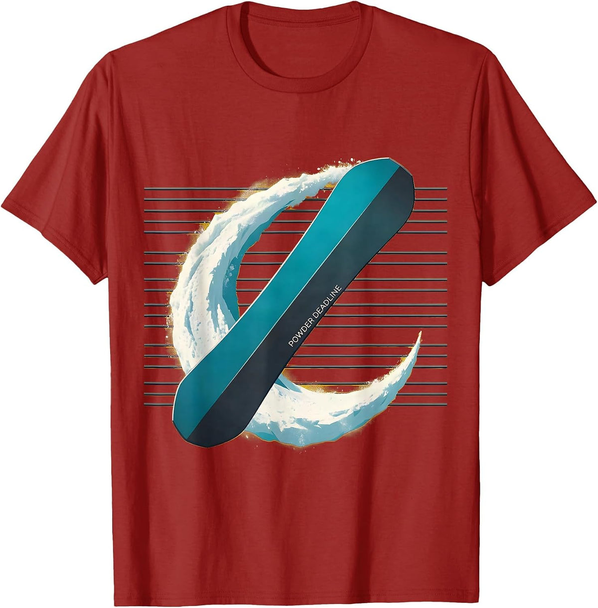 Powder Deadline Midcentury Modern Snowboarder Gift Winter T-Shirt - Cranberry Red