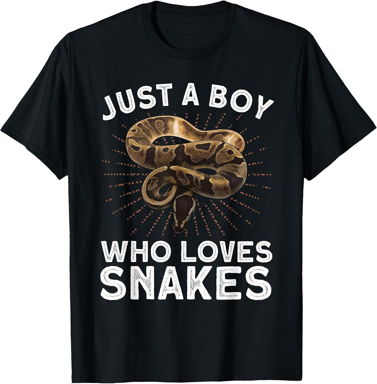 Funny Snake Art for Boys Kids Men Reptile Animal Snake Lover T-Shirt - Black