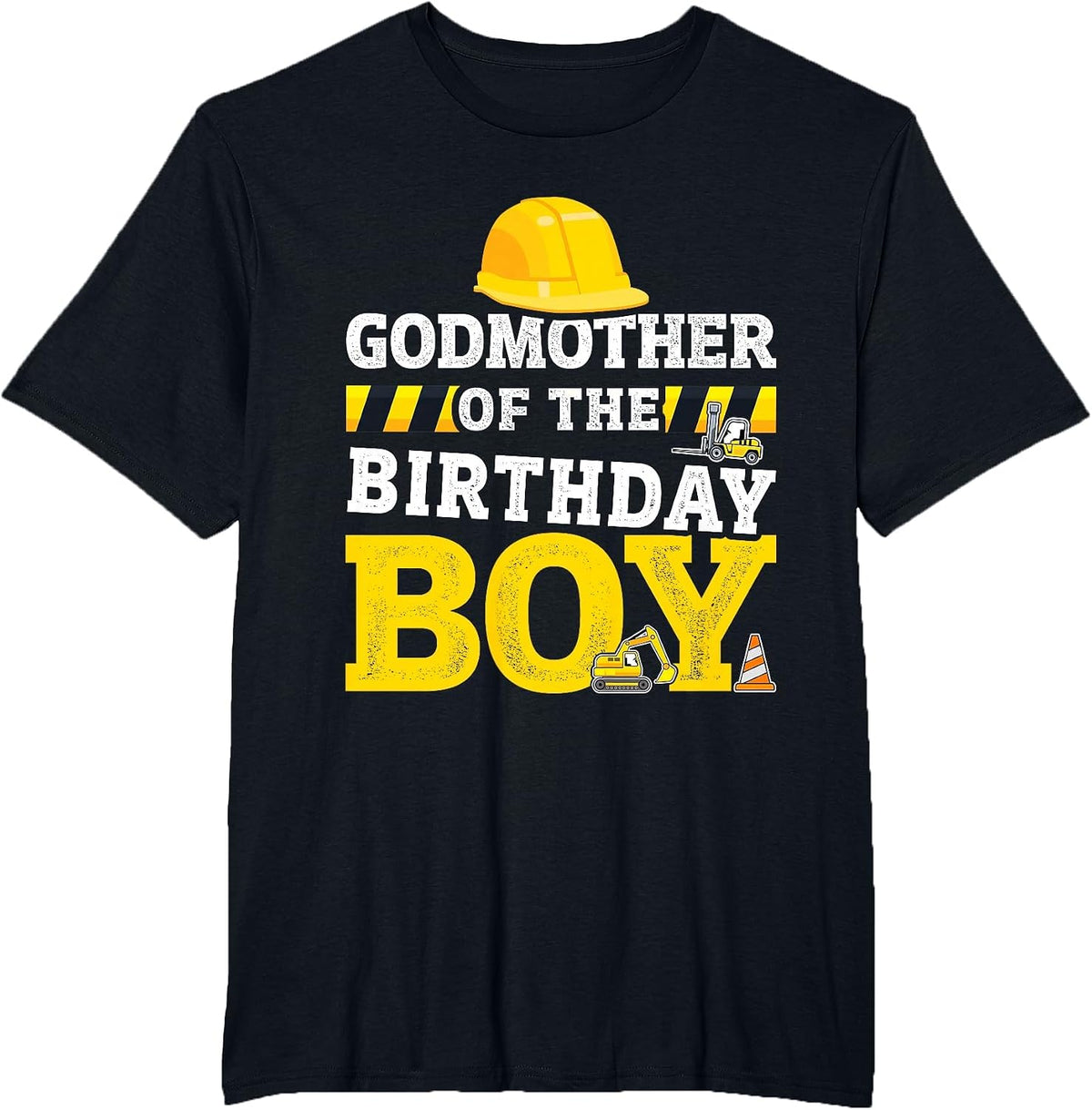 Godmother of Birthday boy Matching Family Construction Party T-Shirt - Black