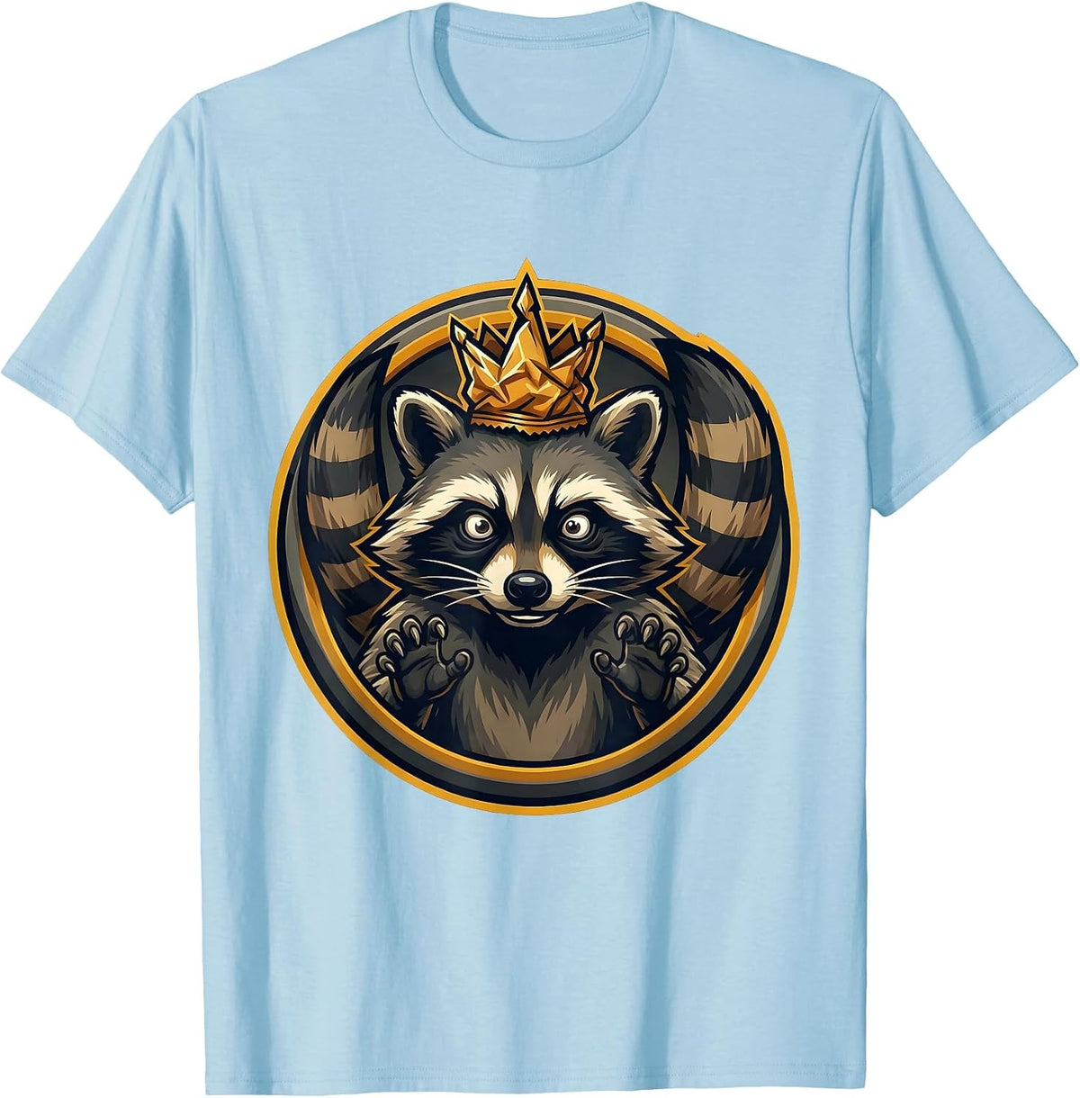 Men's Snack Crown Raccoon Funny Trash Panda Art T-Shirt - Baby Blue