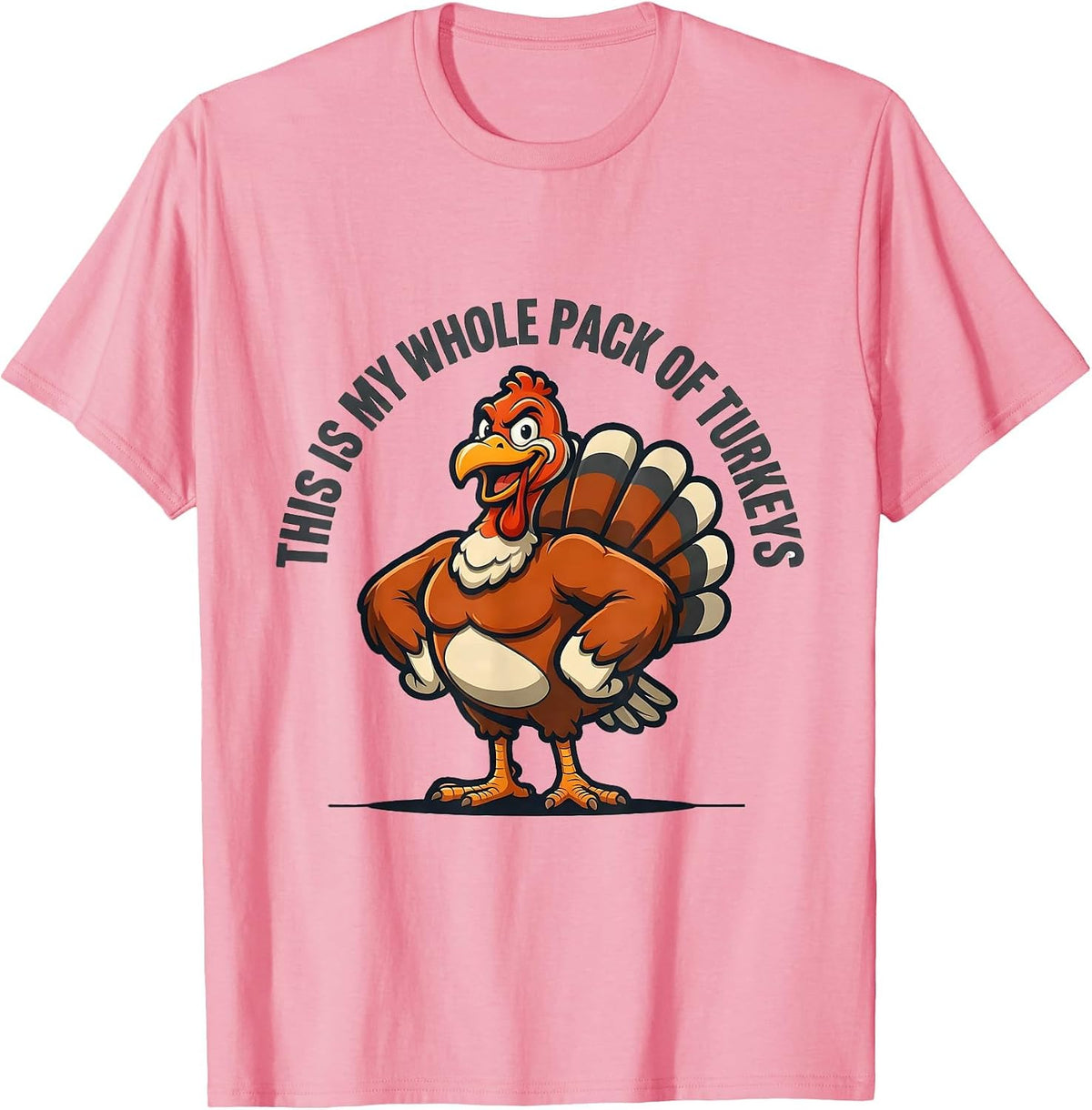 Men's This Is My Whole Pack Of Turkeys Funny Thanksgiving Family T-Shirt - Pink