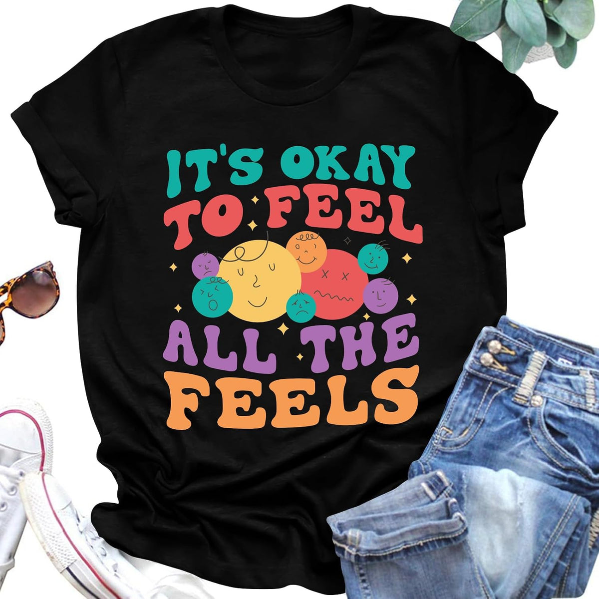 Mental Health Shirt for Women It's Okay to Make Some Mistakes Letter Print Tshirt Mental Health Gifts Tops - Black