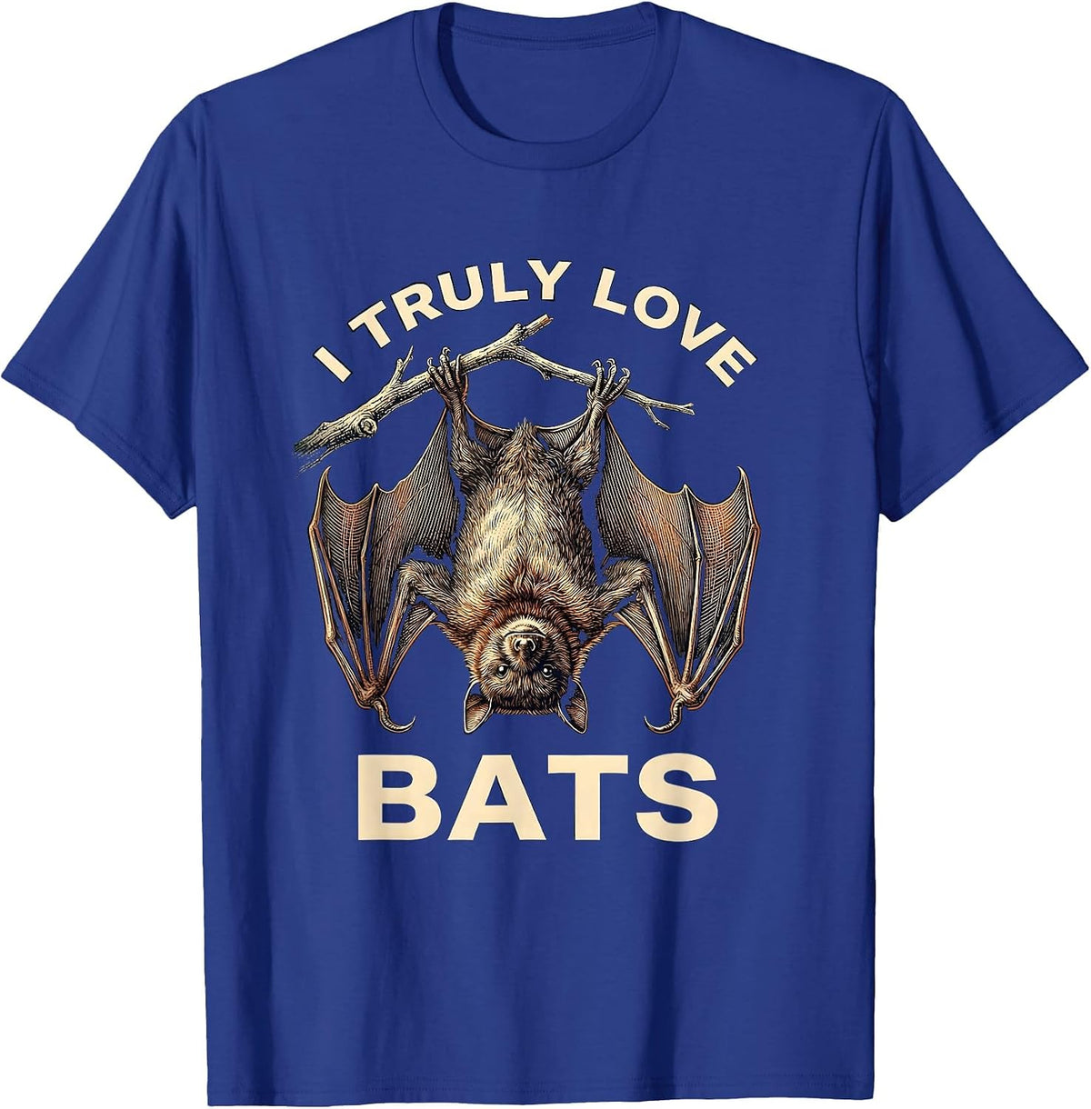 I Truly Love Bats Crosshatch Bat Lover Wildlife Conservation T-Shirt - Royal Blue