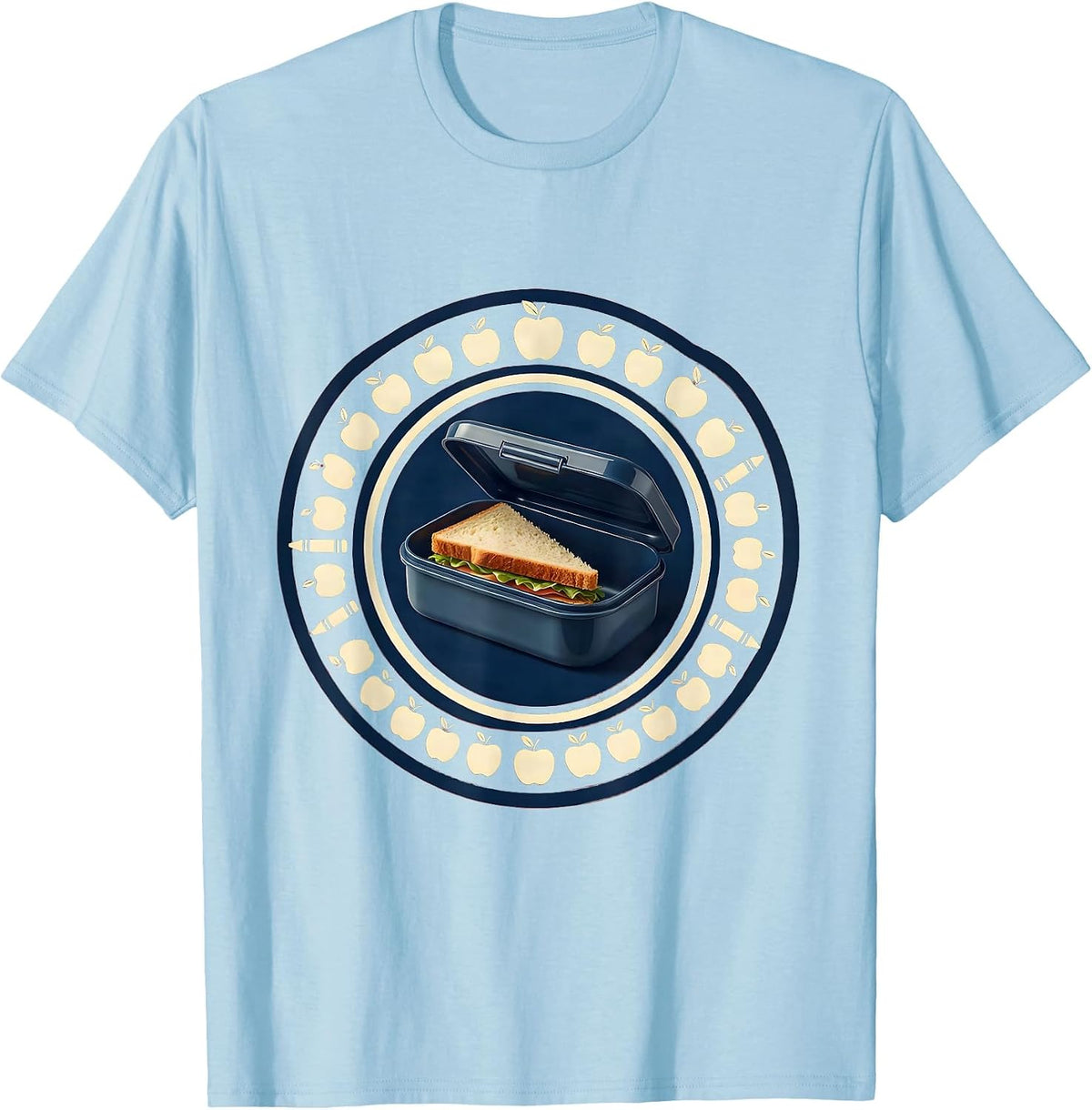 Men's Kindergarten Teacher Lunch Box Graphic T-Shirt - Baby Blue
