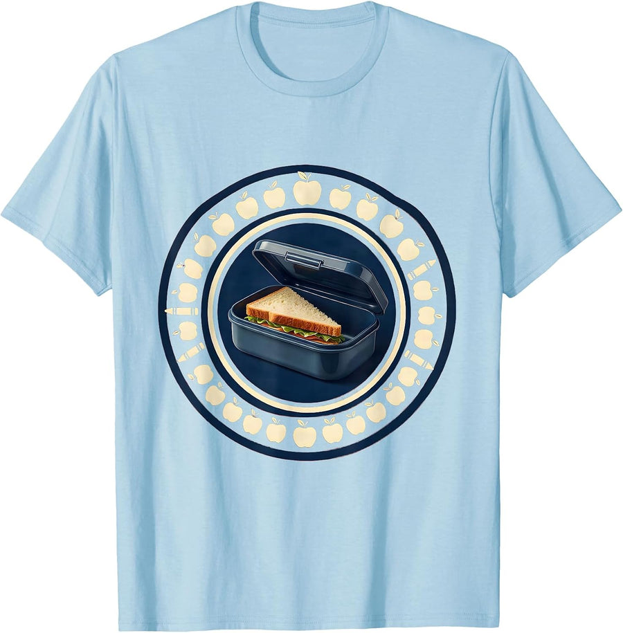 Men's Kindergarten Teacher Lunch Box Graphic T-Shirt - Baby Blue