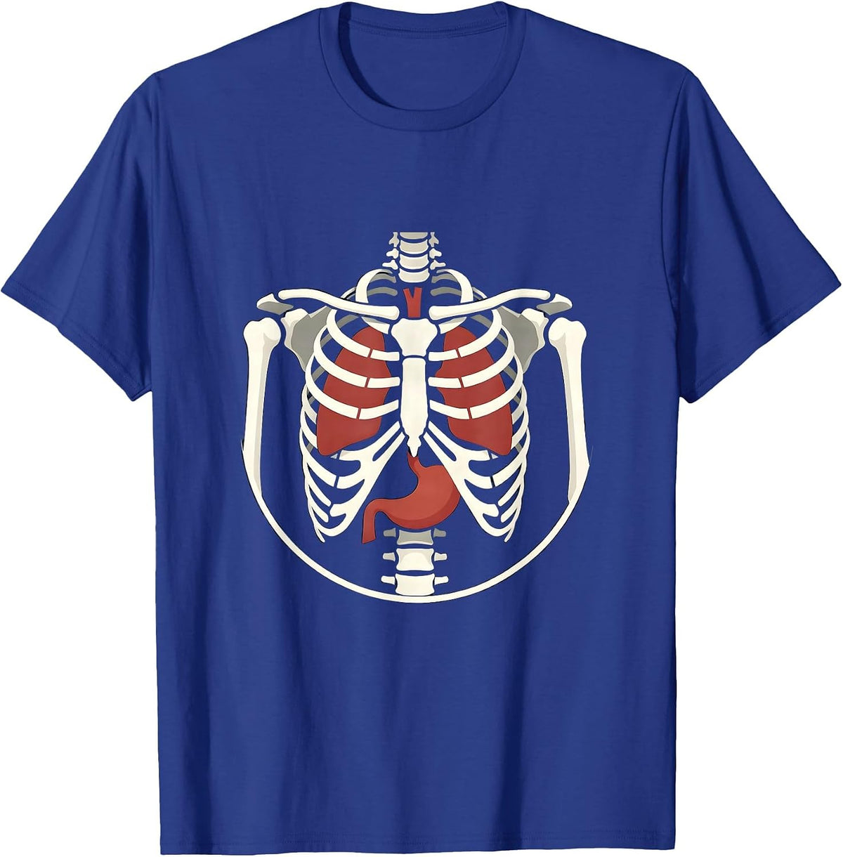 Skeleton Anatomy Organs Detailed Illustration T-Shirt - Royal Blue