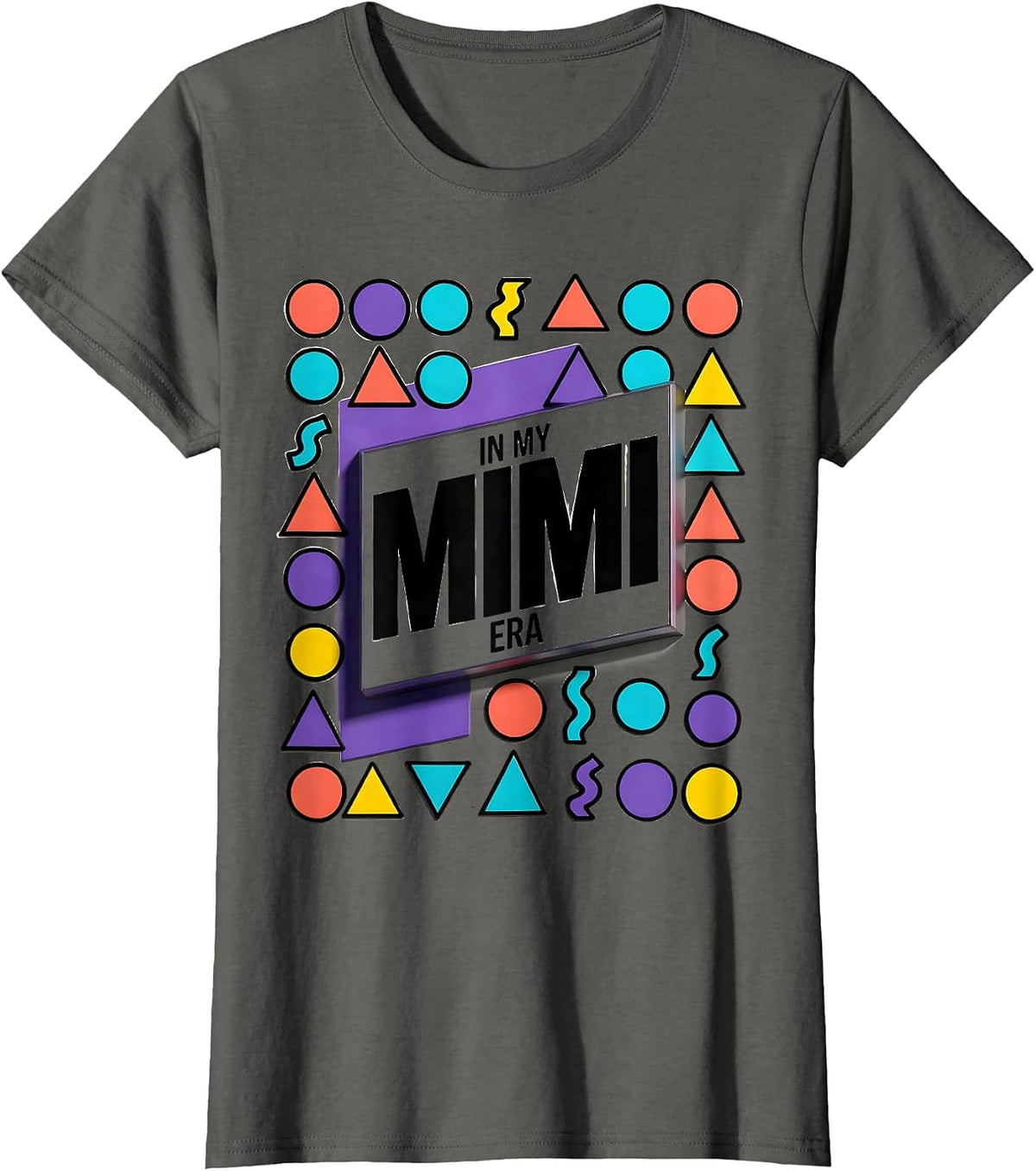 Women's In My Mimi Era Retro Groovy Mothers Day Gift for Mom T-Shirt - Asphalt Grey