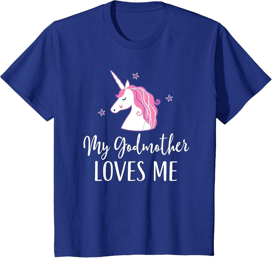 Kids My Godmother Loves Me Unicorn Goddaughter T-Shirt - Royal Blue