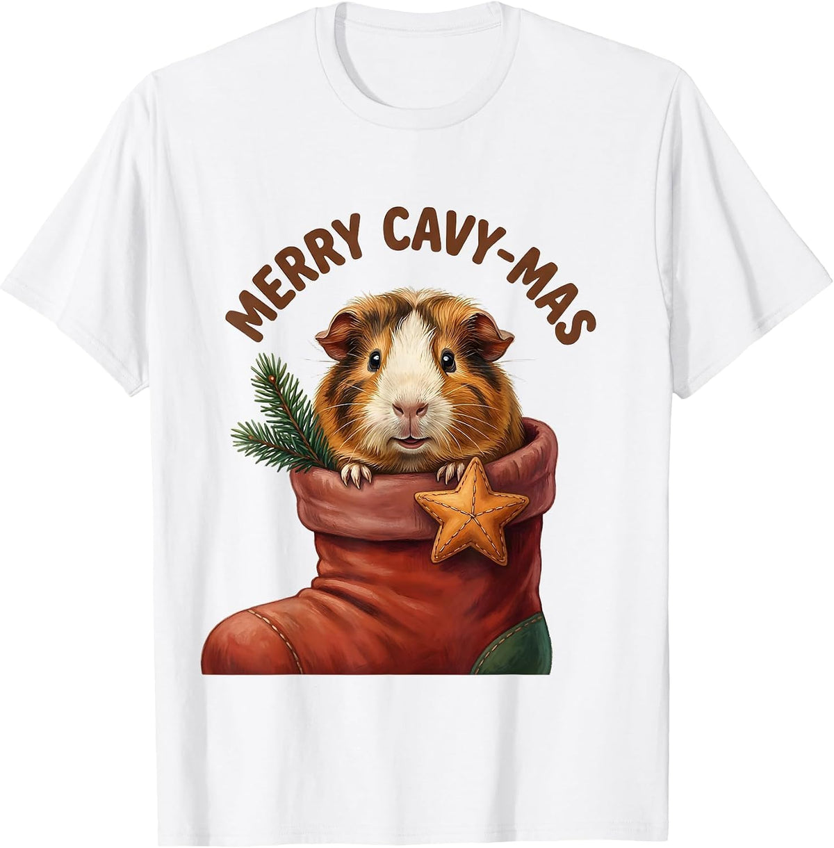 Men's Merry Cavy-mas Storybook Guinea Pig Christmas Pet Lover T-Shirt - White