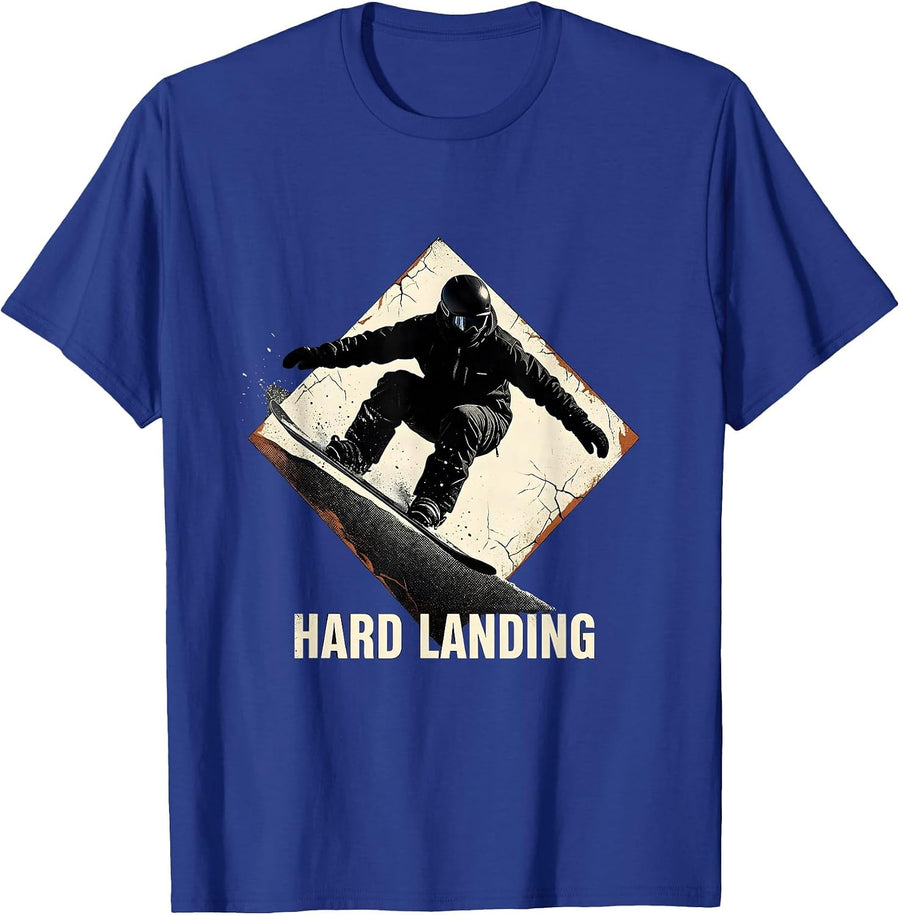Hard Landing Distressed Snowboarder Ski And Snowboard Humor T-Shirt - Royal Blue