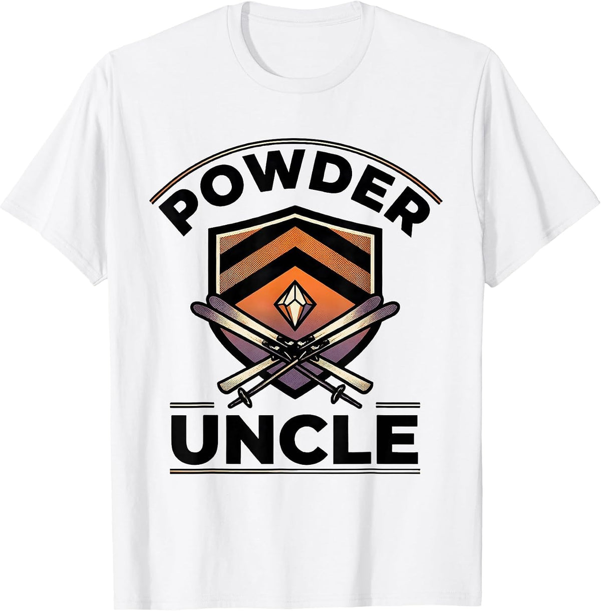 Men's Powder Uncle Funny Ski Snowboarder Ski Dad Gift T-Shirt - White