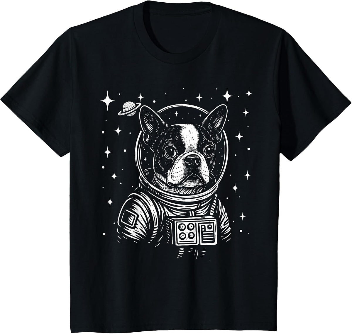 Astronaut Boston Terrier Space Galaxy Dog Lovers T-Shirt - Black