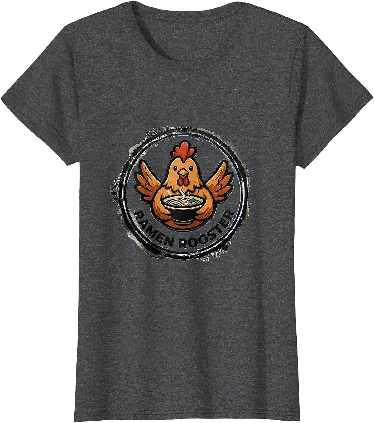 Women's Ramen Rooster Kawaii Chicken Anime Gamer Humor T-Shirt - Dark Heather Grey