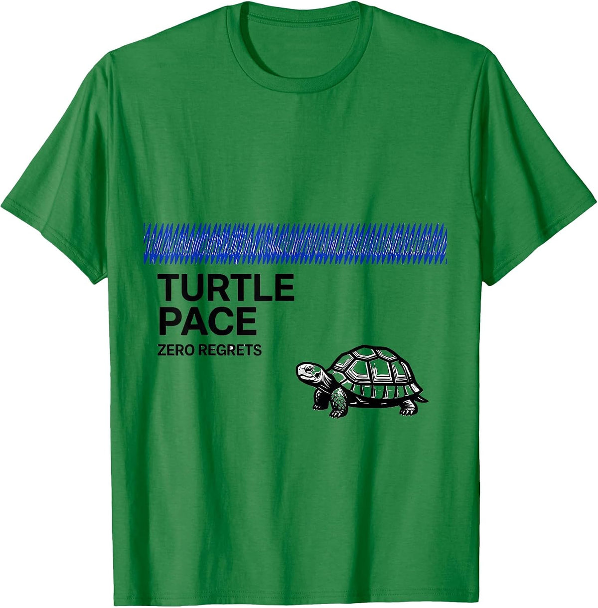 Men's Turtle Pace Zero Regrets Funny Tortoise Lover Humor T-Shirt - Kelly Green