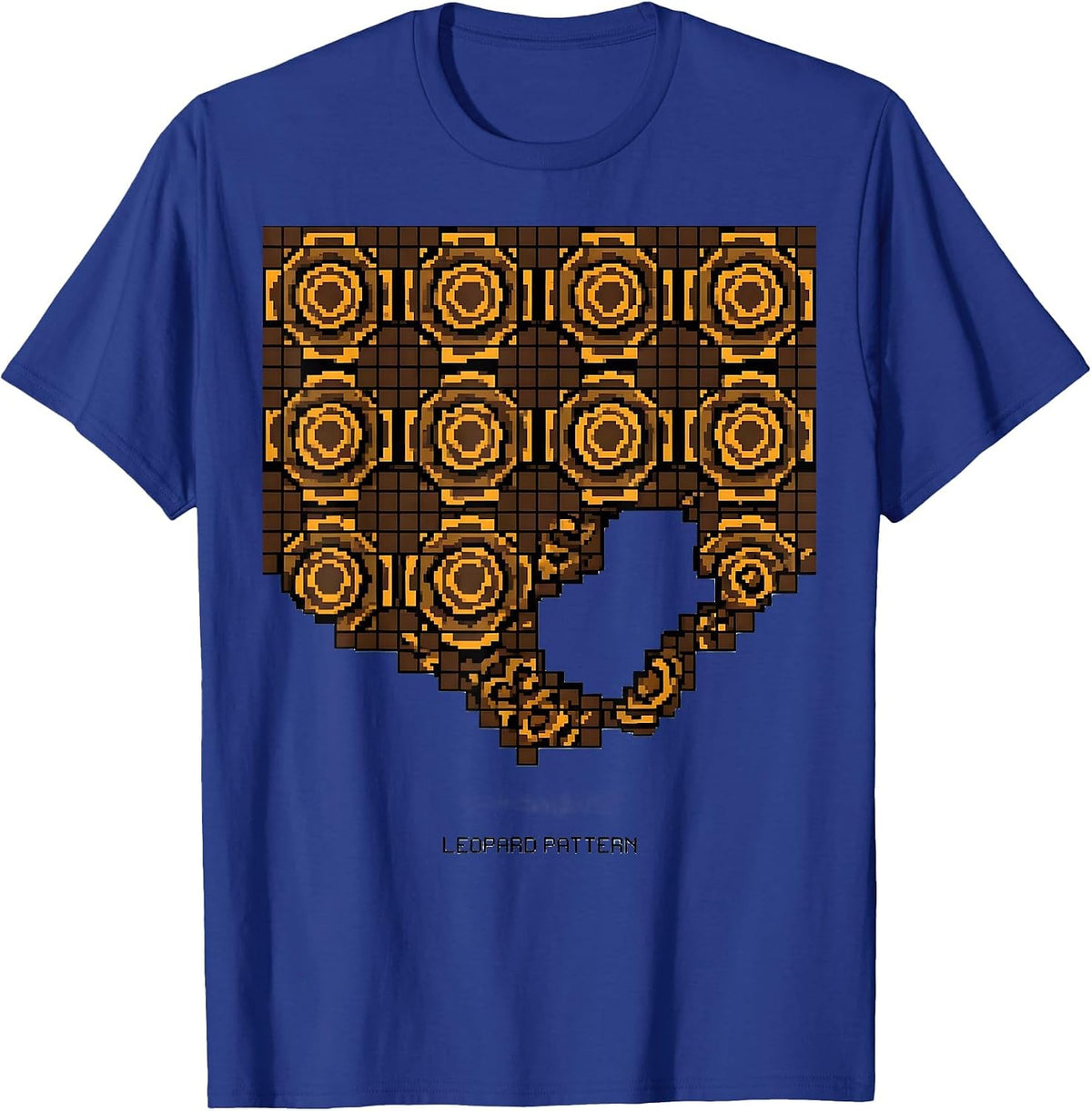 Leopard Pattern Pixel Art Cheetah Print Casual T-Shirt - Royal Blue