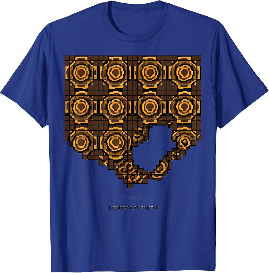 Leopard Pattern Pixel Art Cheetah Print Casual T-Shirt - Royal Blue