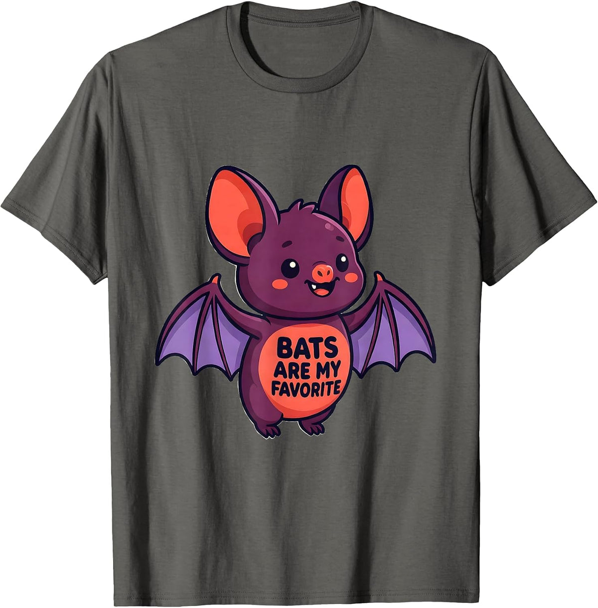 Men's Bats Are My Favorite Cute Kawaii Bat Lover Wildlife Humor T-Shirt - Asphalt Grey