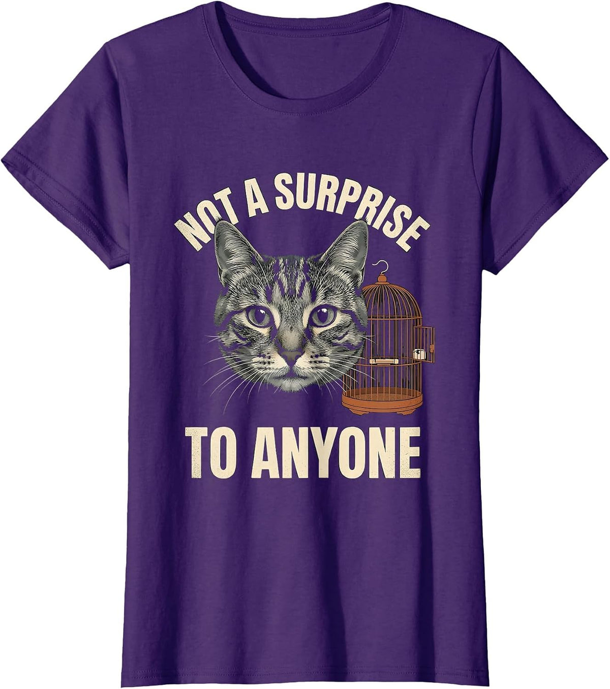 Women's Not A Surprise To Anyone Funny Gay Cat Meme Bootleg Humor T-Shirt - Purple