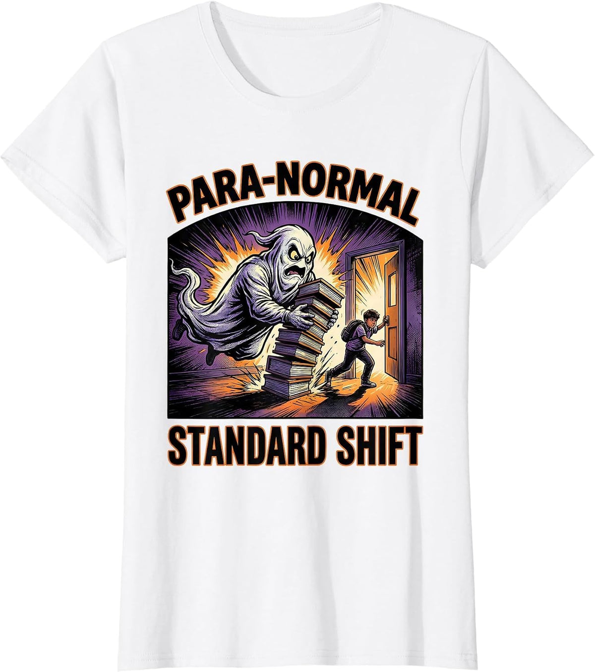 Para-Normal Standard Shift Comic Ghost Paraprofessional T-Shirt - White
