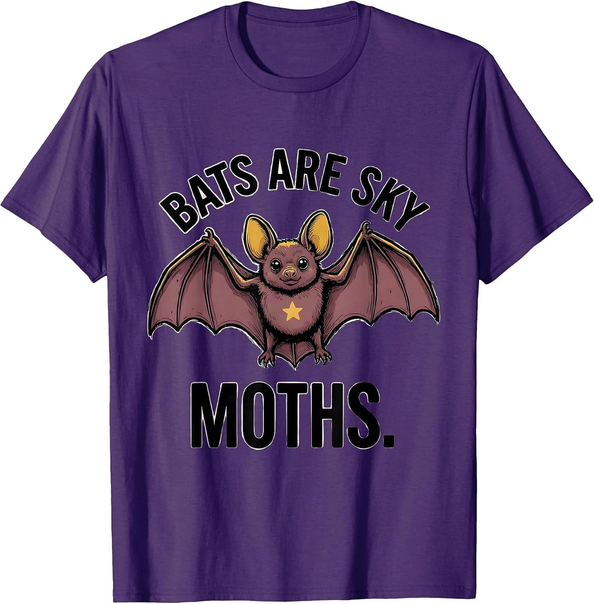 Men's Bats Are Sky Moths Funny Bat Lover Wildlife Biology Humor T-Shirt - Purple