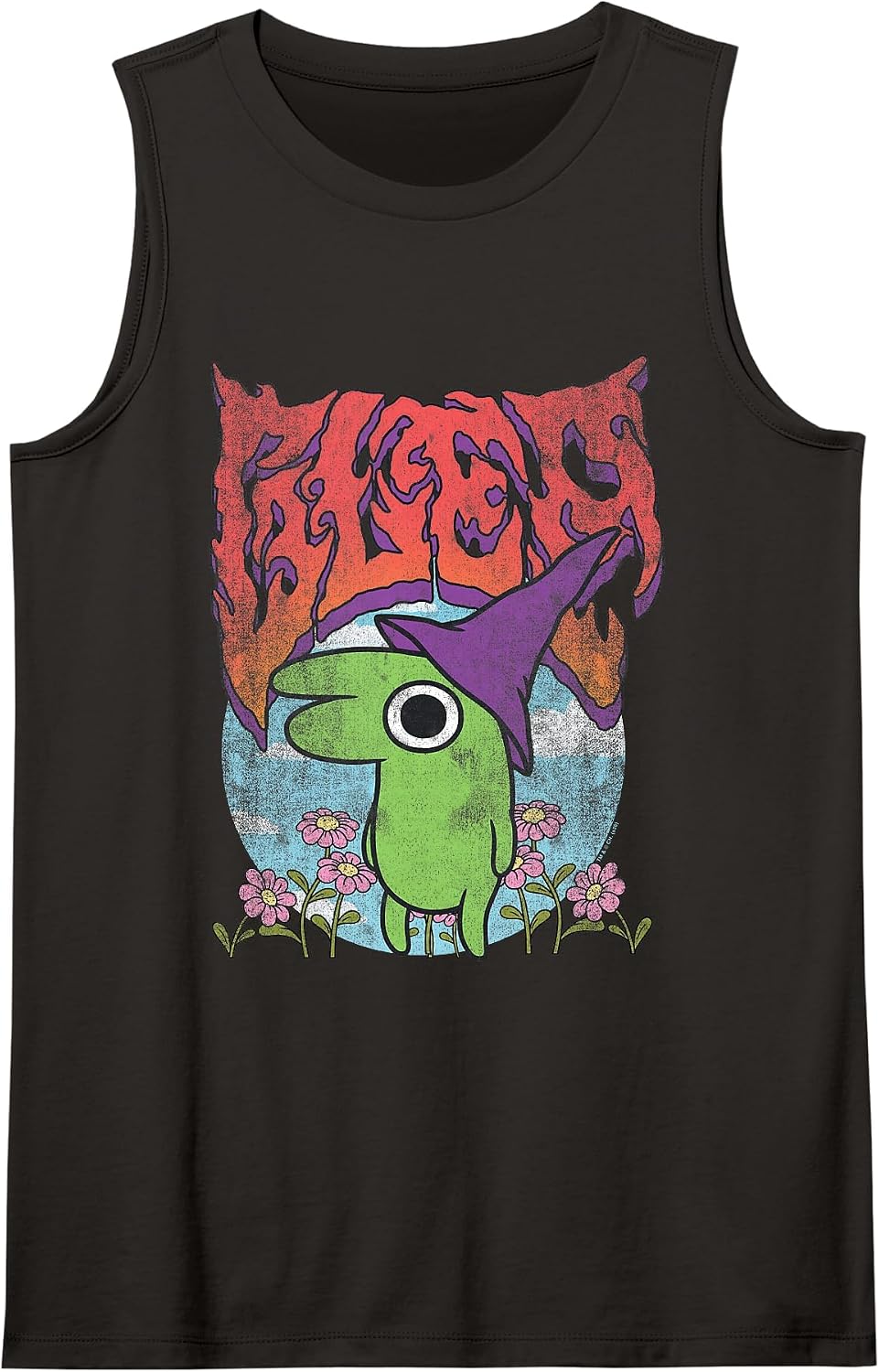 Smiling Friends Glep Vintage Heavy Metal Flowers Cartoon Tank Top - Black