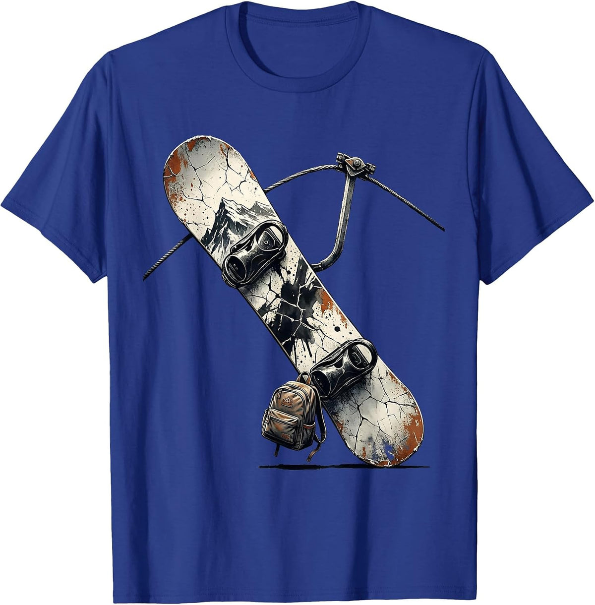 Cracked Snowboard Silhouette Funny Snowboarder Gift T-Shirt - Royal Blue