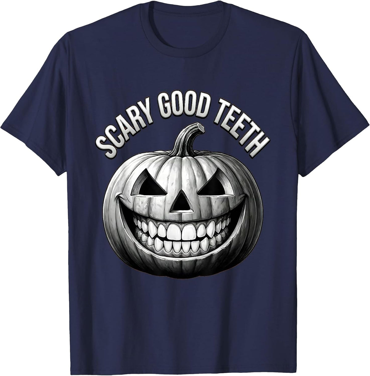 Scary Good Teeth Halloween Dental Design T-Shirt - Navy Blue