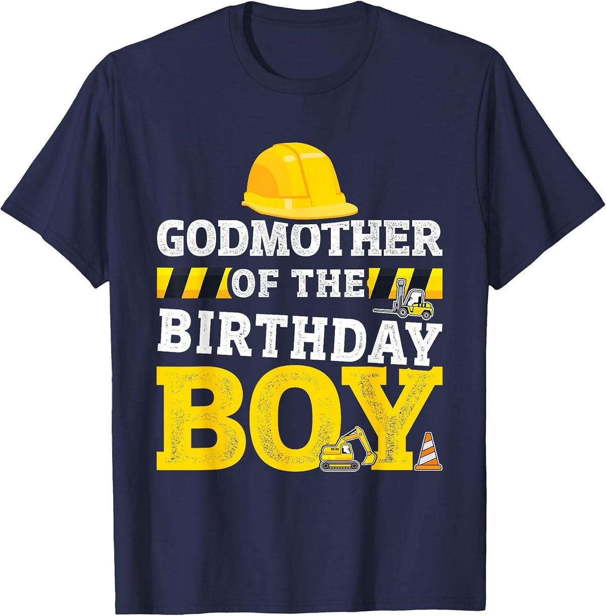 Godmother of Birthday boy Matching Family Construction Party T-Shirt - Navy Blue