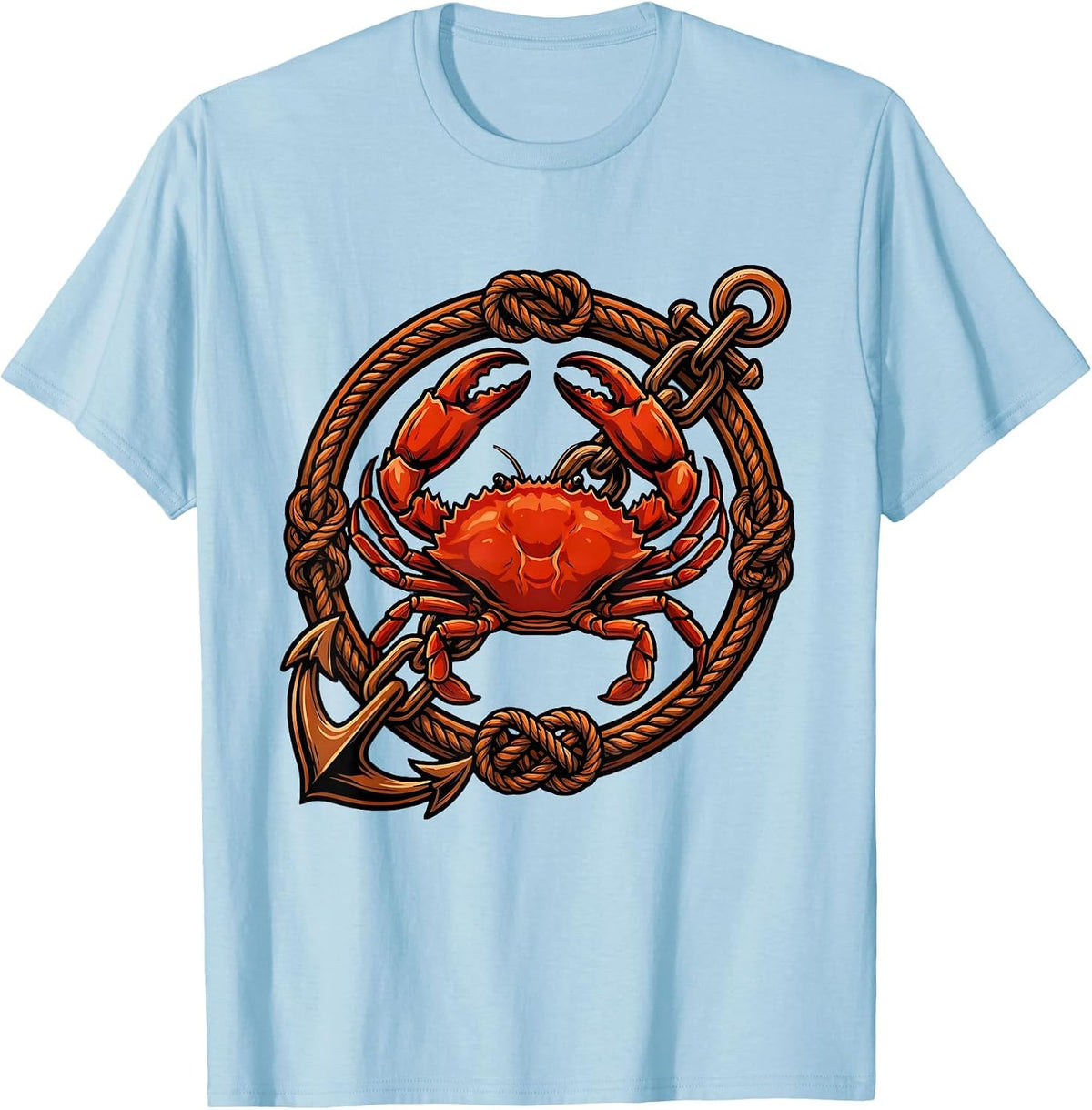 Men's Crab and Rusty Anchor Chain Nautical Graphic T-Shirt - Baby Blue