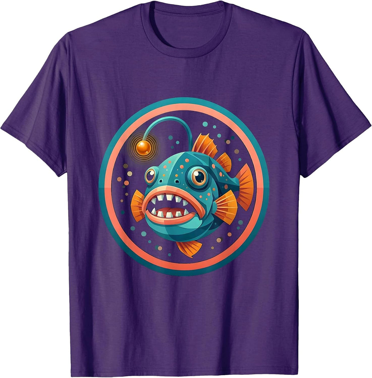 Autism Bioluminescent Deep-Sea Fish Illustration T-Shirt - Purple