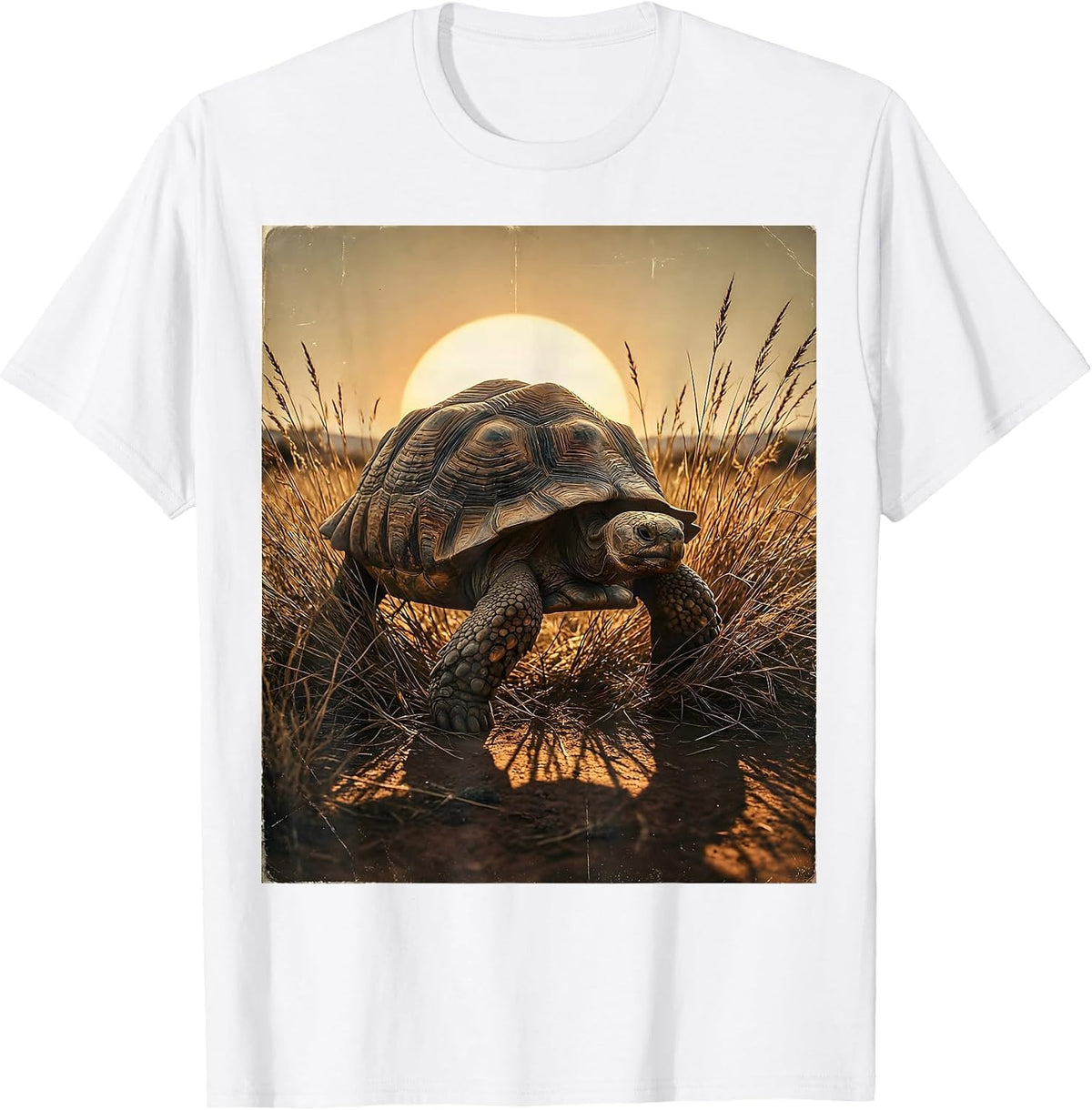 Men's Giant Tortoise Safari Wildlife Illustration T-Shirt - White