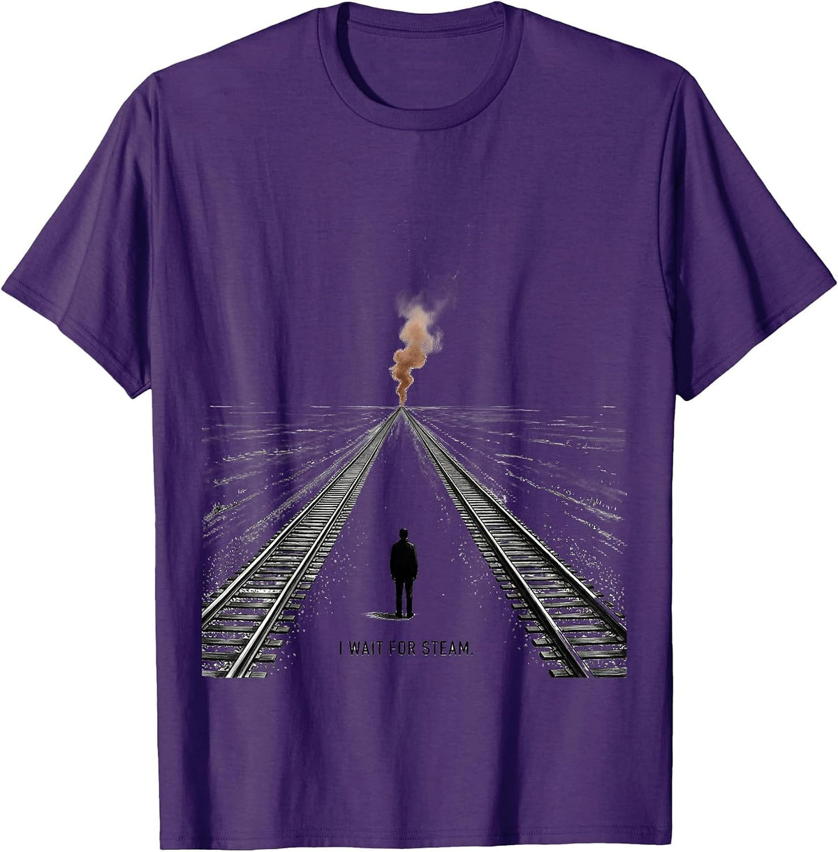 I Wait For Steam Vintage Steam Locomotive Train Enthusiast T-Shirt - Purple