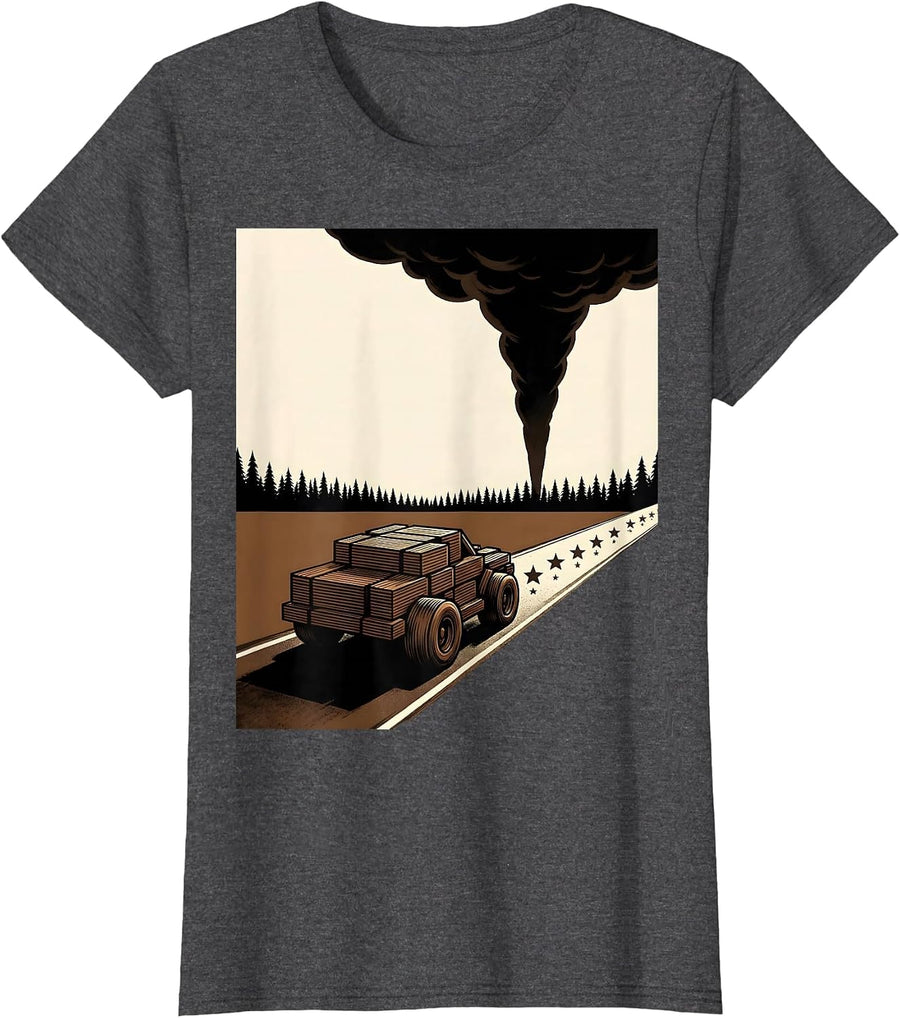 Women's Boxy Chase Vehicle Storm Chaser Meteorology Enthusiast T-Shirt - Dark Heather Grey