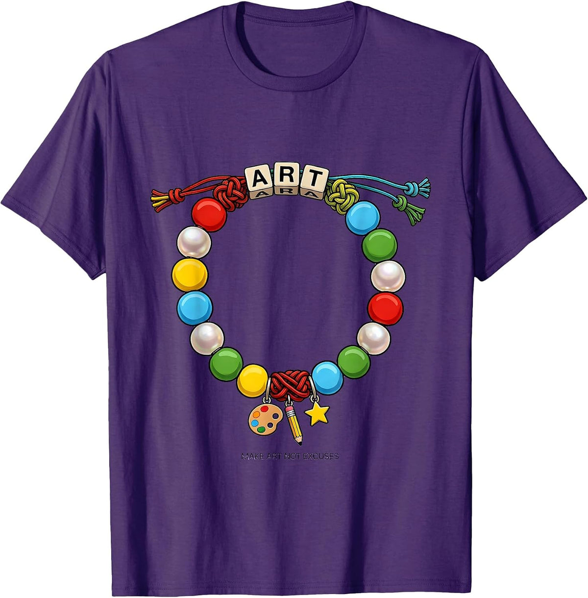 Men's Make Art Not Excuses Art Teacher Design T-Shirt - Purple