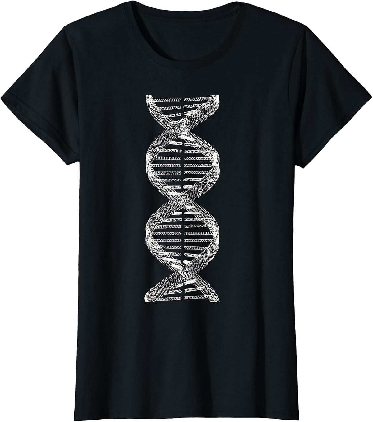 Women's Baseball Stitch Double Helix Science Art T-Shirt - Black