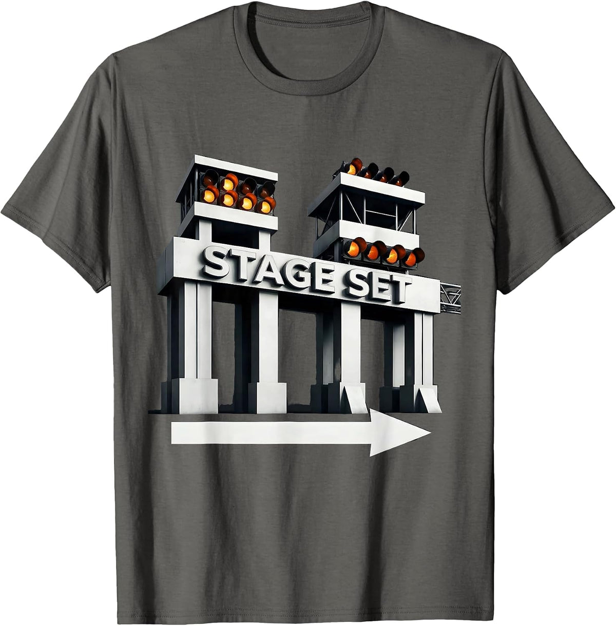 Stage Set Brutalist Drag Racing RC Car Hobbyist Gift T-Shirt - Asphalt Grey