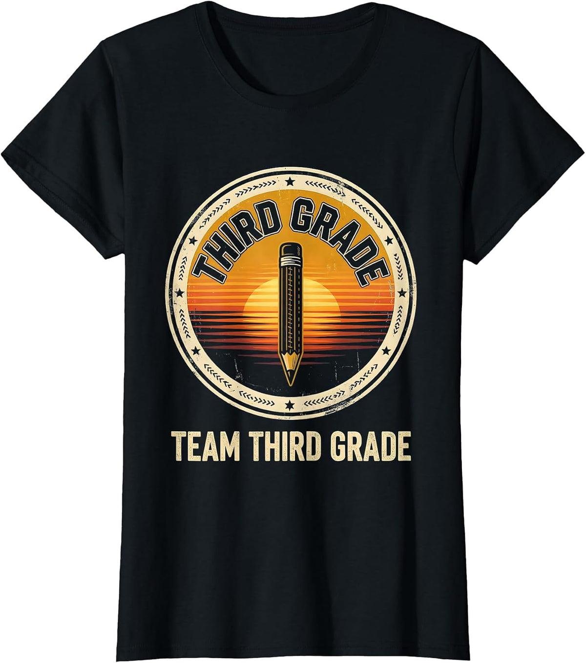Team Third Grade Vintage Teacher Back To School T-Shirt - Black