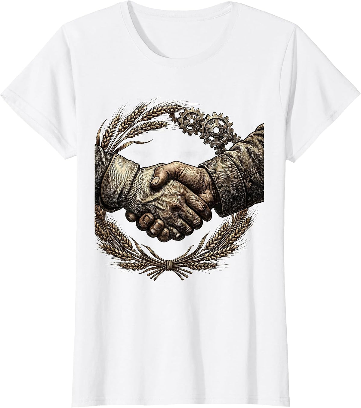 We The People Farmer and Factory Worker Unity T-Shirt - White