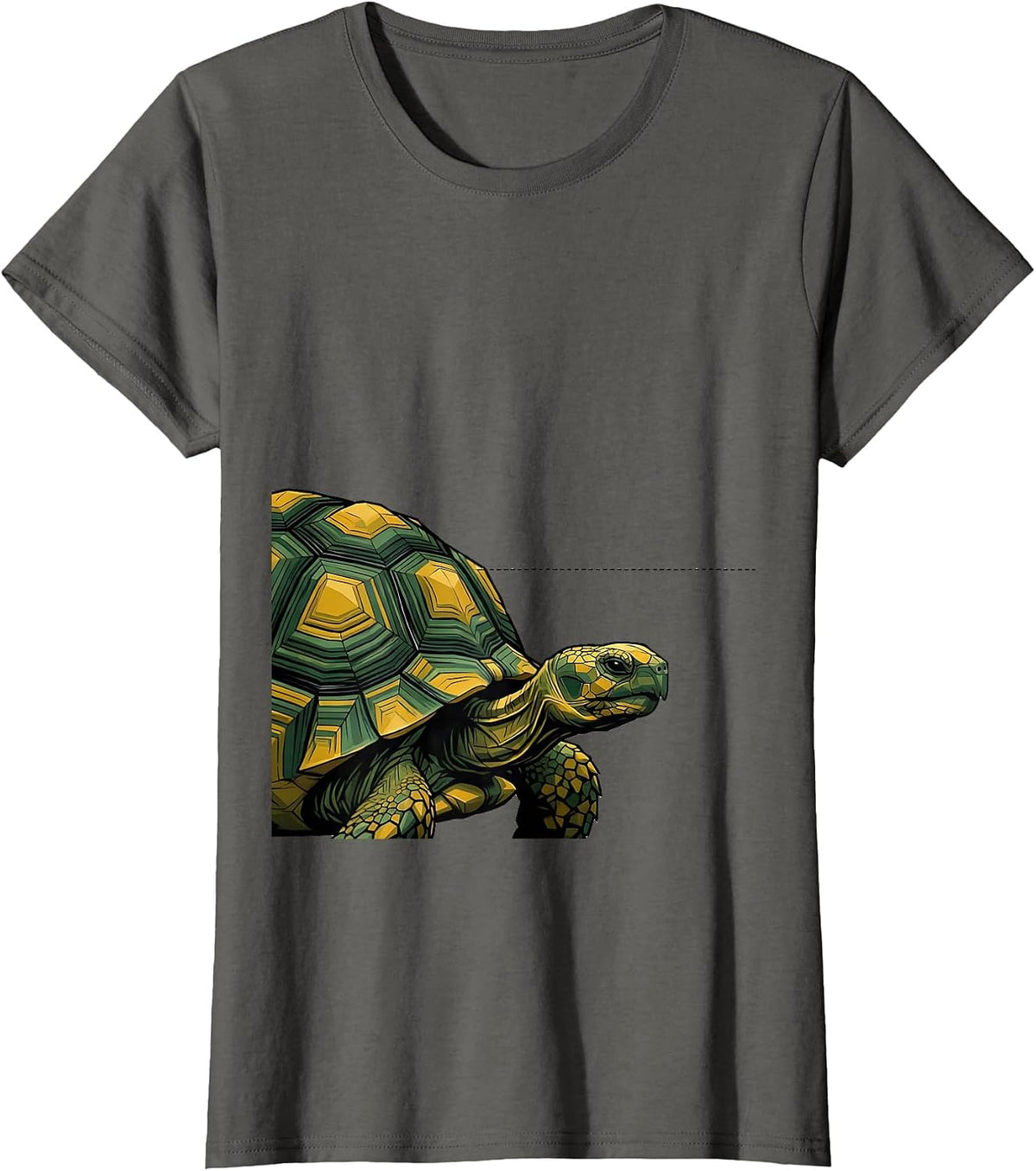 Women's Geometric Tortoise Animal Lover Humor T-Shirt - Asphalt Grey