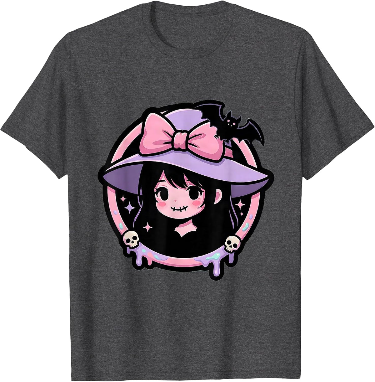Men's Chic Wide-Brim Hat Pose Mimi Graphic T-Shirt - Dark Heather Grey