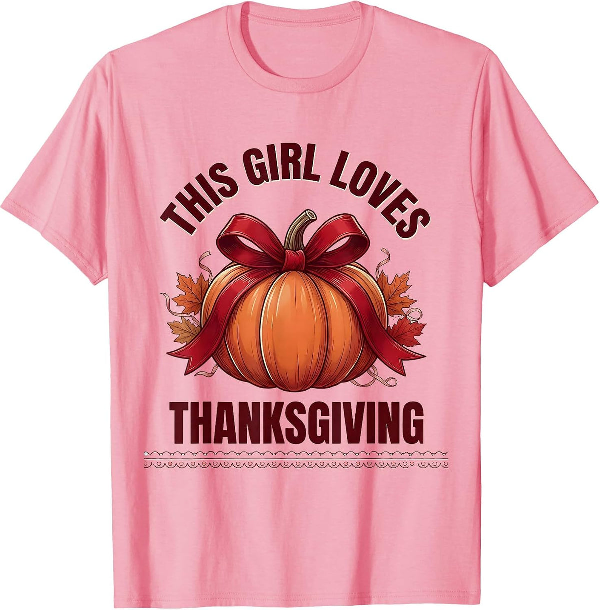 Men's This Girl Loves Thanksgiving Festive Design T-Shirt - Pink