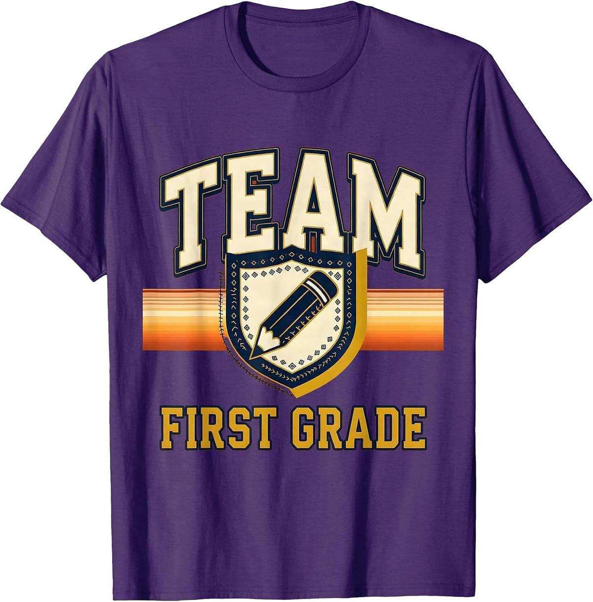 Team First Grade Retro Teacher Back To School T-Shirt - Purple