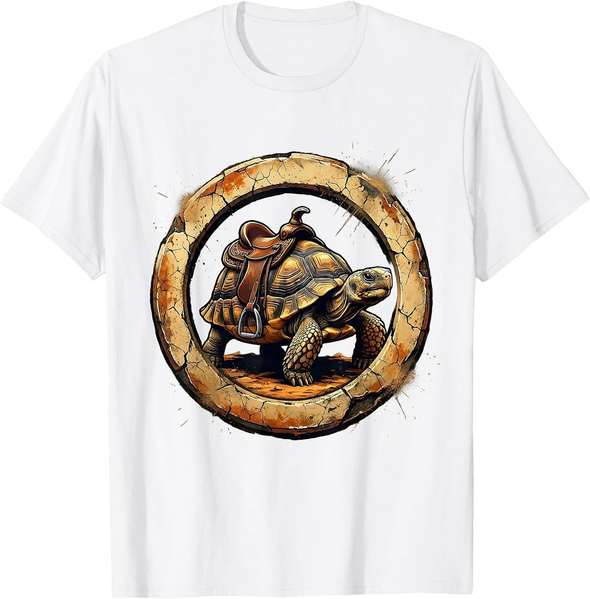 Men's Howdy Desert Tortoise With Saddle Graphic Tee T-Shirt - White