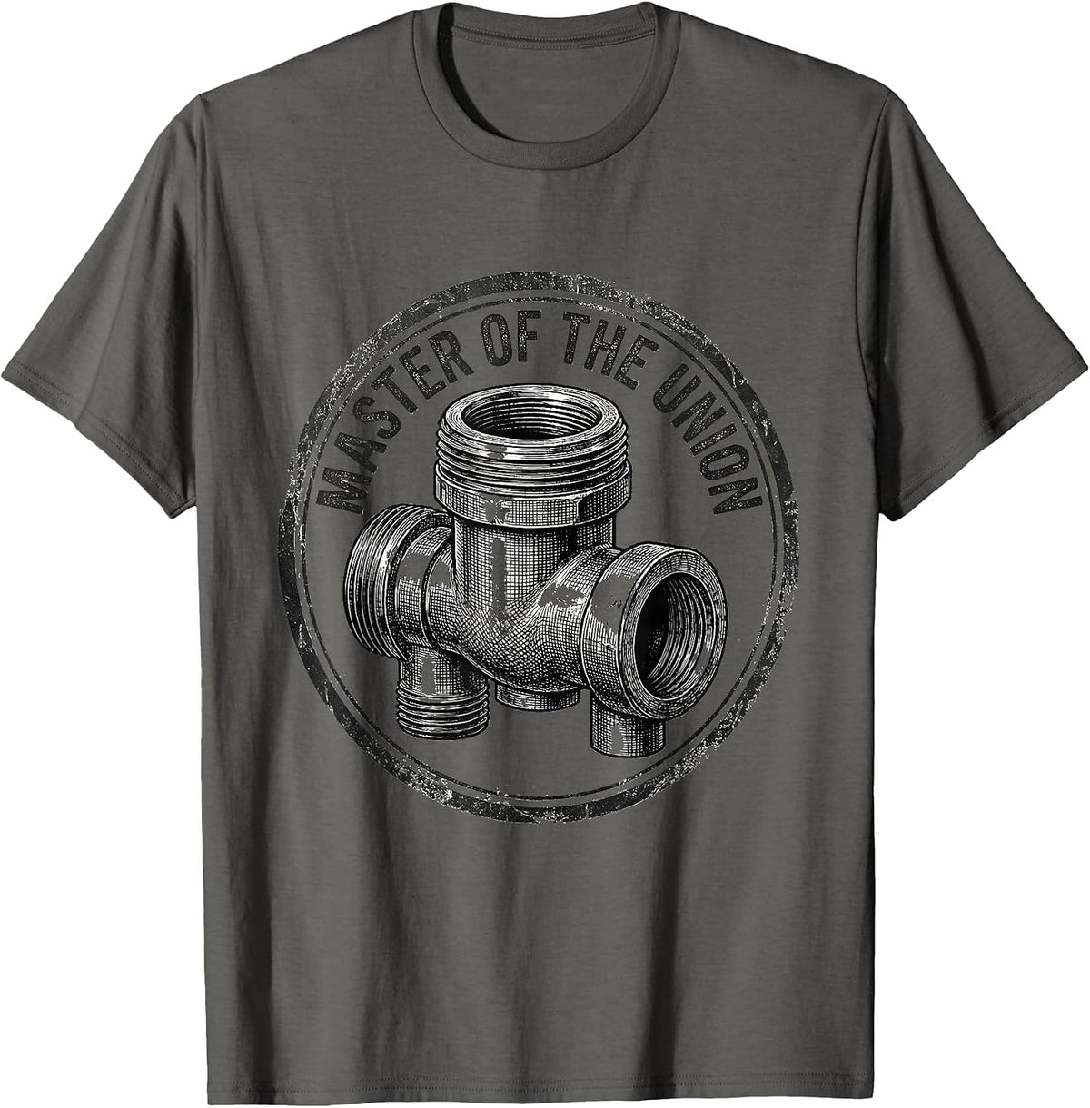 Men's Master Of The Union Funny Plumber Pipefitter Occupation T-Shirt - Asphalt Grey