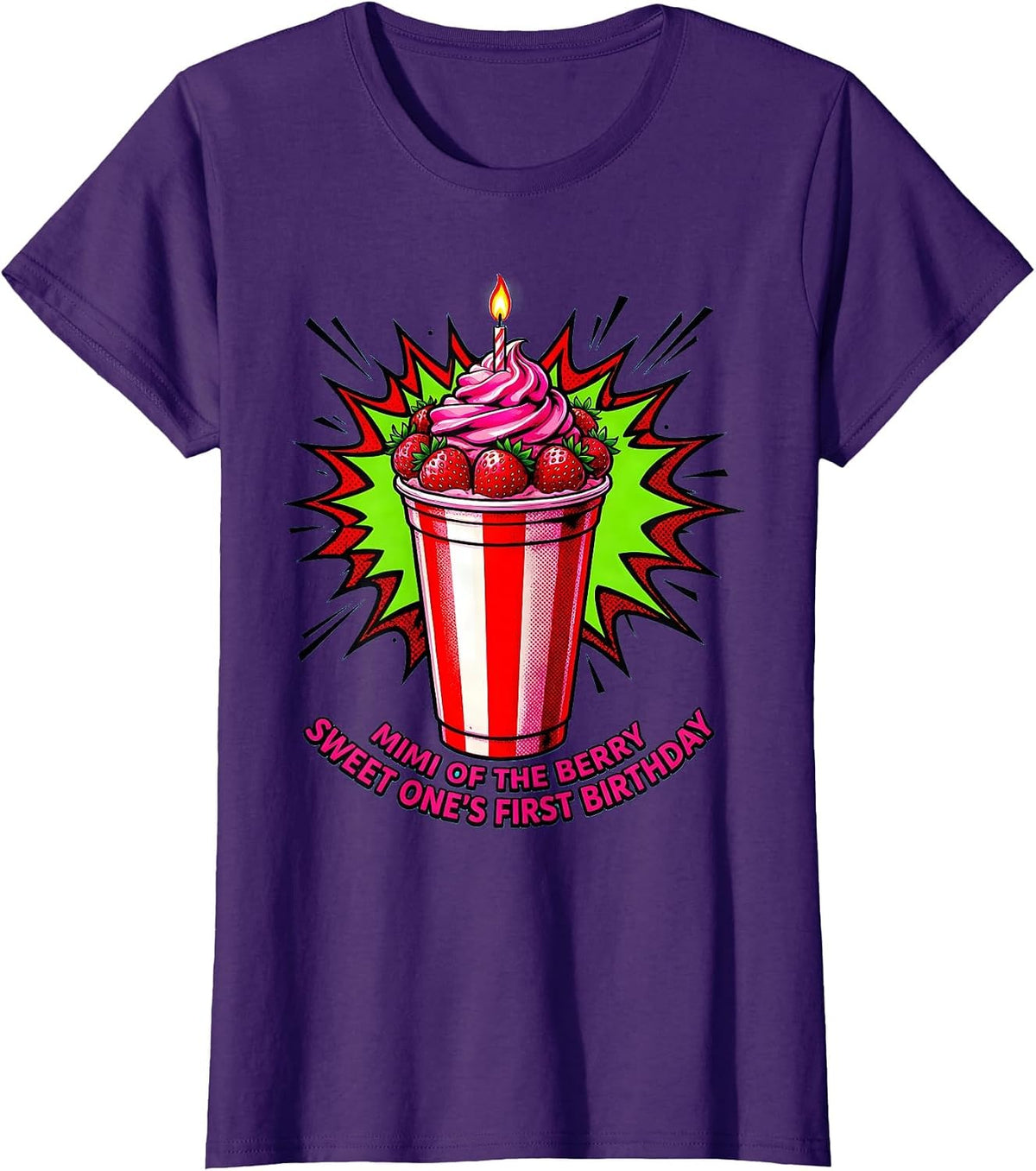 Women's Mimi Of The Berry Sweet One's First Birthday Family T-Shirt - Purple