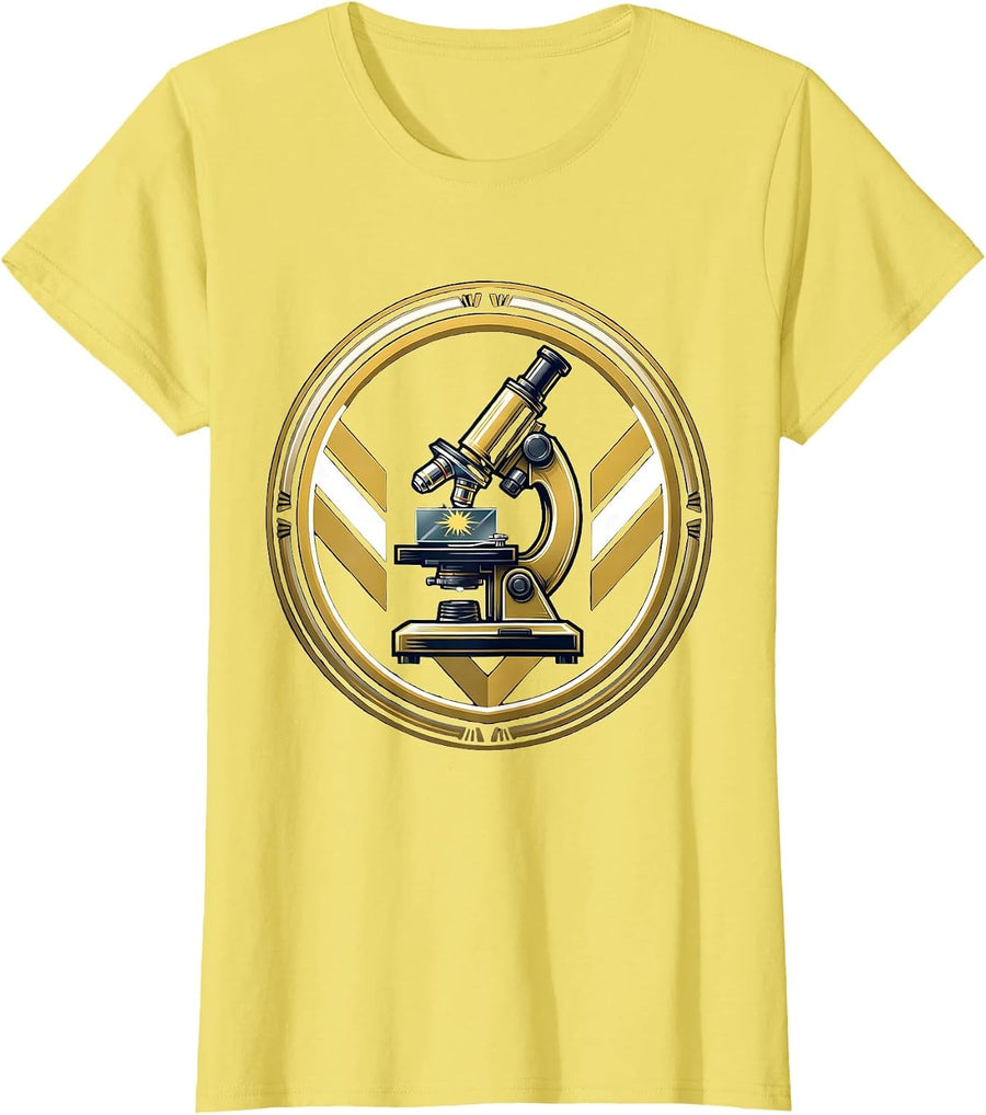 Women's Glowing Microscope Slide Science Illustration T-Shirt - Lemon Yellow