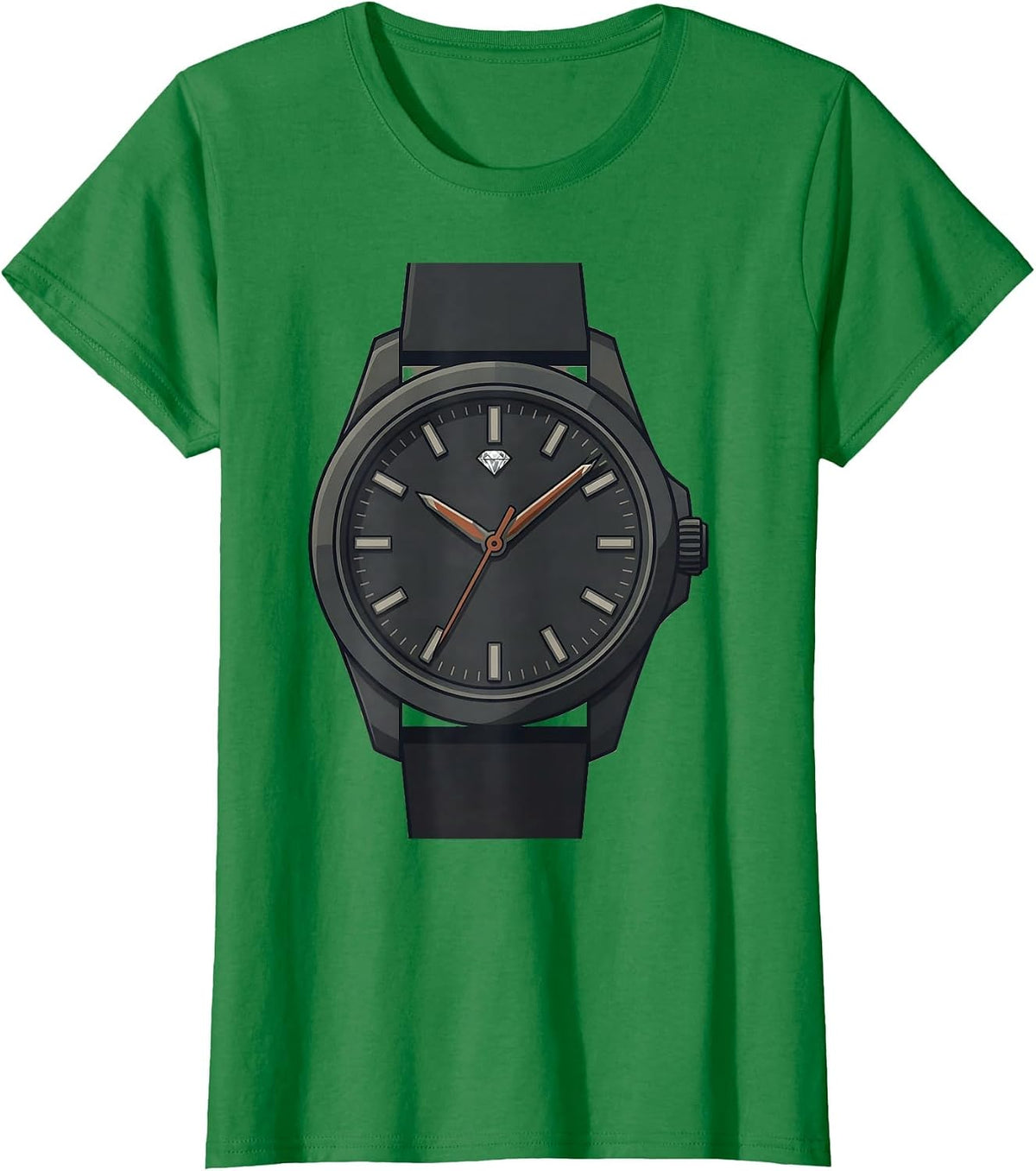 Oversized Watch Face Double Black Diamond Ski Humor T-Shirt - Kelly Green