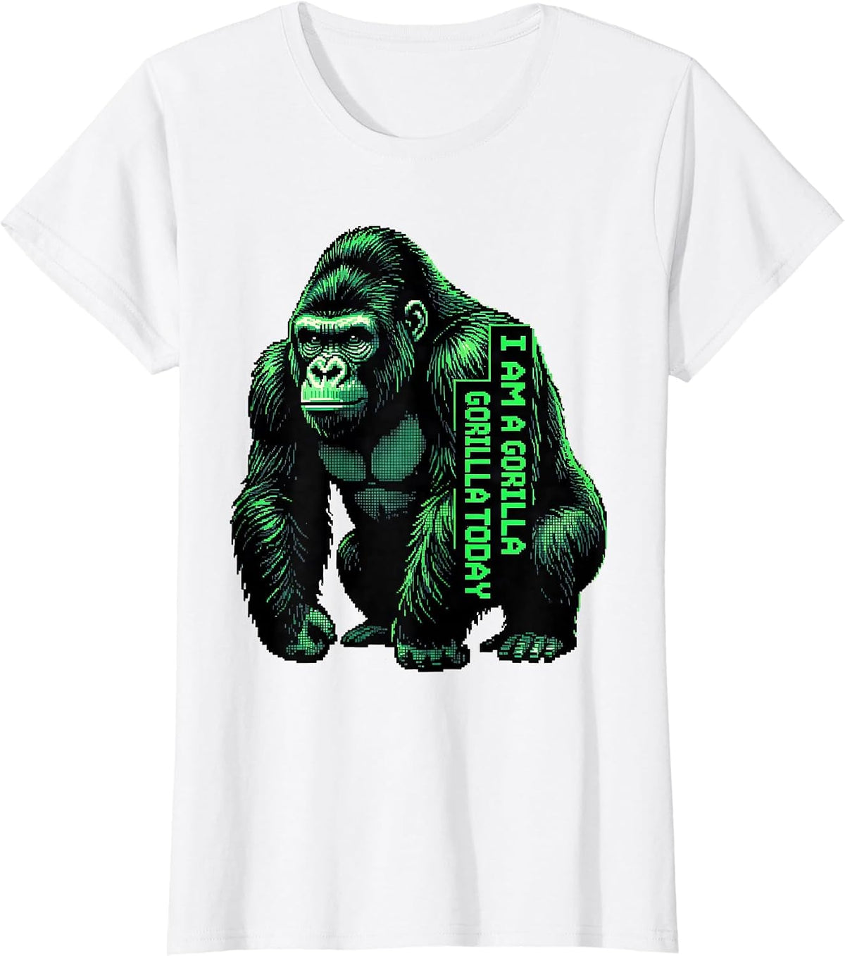 I Am A Gorilla Today Funny Pixel Art Gorilla Costume T-Shirt - White